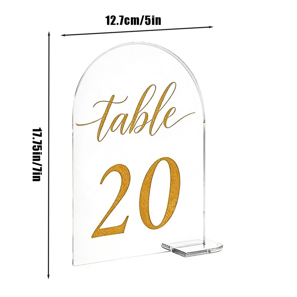 Arch Acrylic Sign 30-piece Blank Sheet Clear Table Number Display Stand For Party Events Reception Wedding Restaurant Engagemen