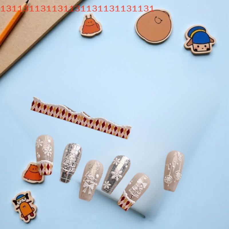 Adorable Xmas Themed White Tree Nail Art Stickers with Snowflake and Red Bows Embossed Print for Festive Nails
