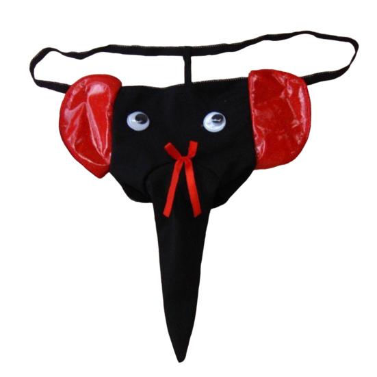 Men Elephant Thong Breathable Funny Bulge Pouch Elastic Moisture Wicking Pornographic Soft Long Elephant Nose Men G String for Inside Wear