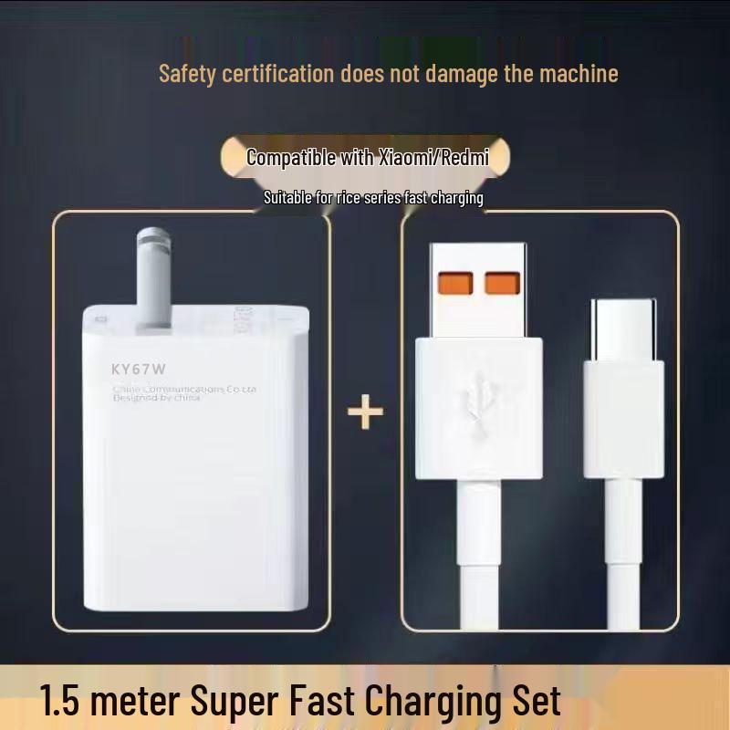 120W Universal Fast Charge 3C Certified USB-A Charger Set with Cable