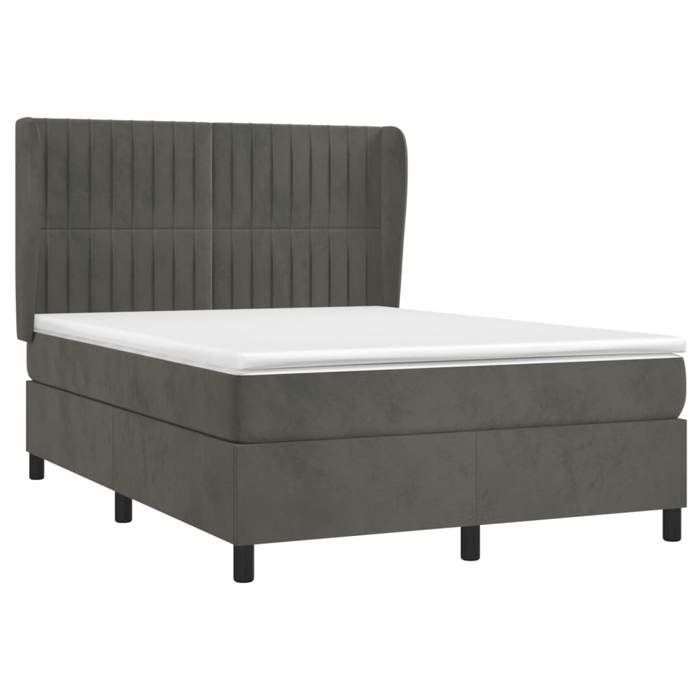 3129328 vidaXL Divan Bed and Mattress Dark Grey 140x190cm Velvet