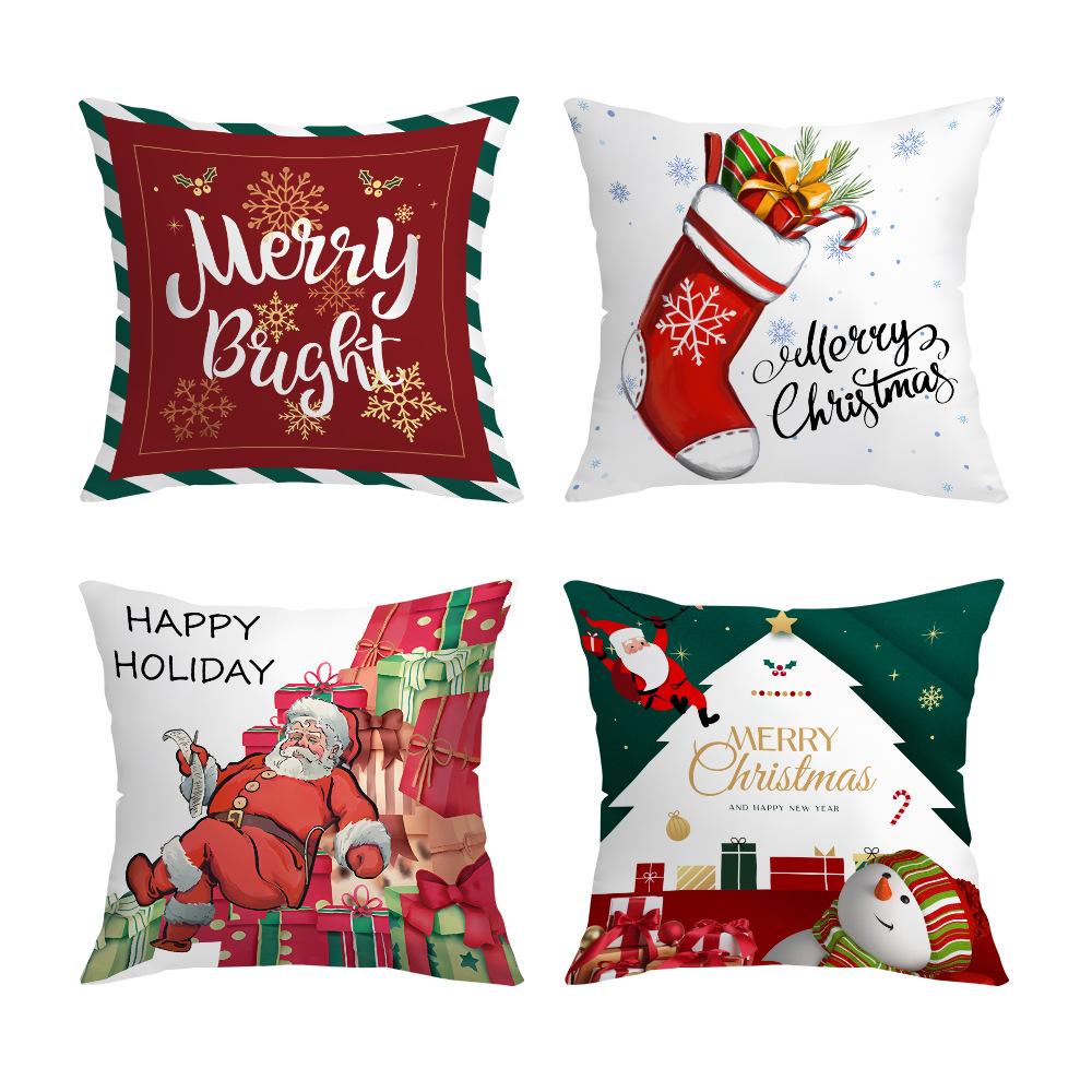 New Christmas Pillow Cover Festive Print Home Living Room Sofa Pillow Cover Christmas Tree Cushion