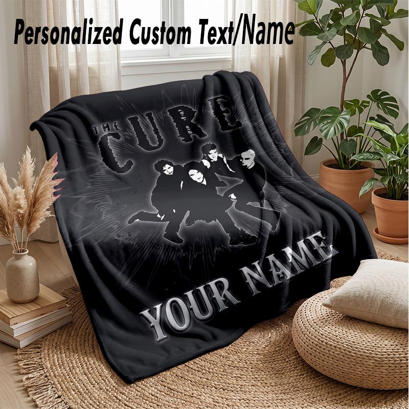 The Cure Custom Flannel Throw Blanket Print Your Name Text Soft Warm Blanket Holiday Present