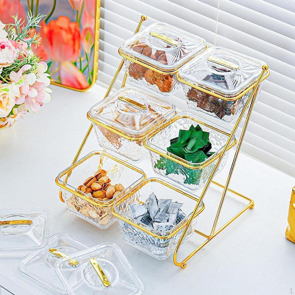 Snack-Serviertablett mit 6 Fächern und Deckel für Nüsse und Trockenfrüchte