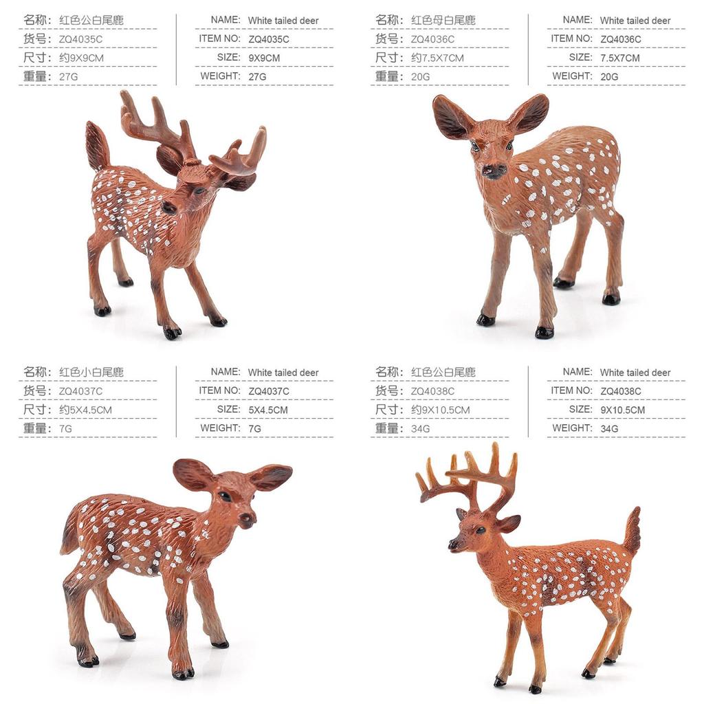 Animal Pvc Educational Figurines Set With Striking Red Whitetailed Deer For Learning Kids
