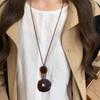 Wood Resin Irregular Geometric Pendant Necklace Retro Ethnic Style Collarbone Chain Niche Design Sweater Chain