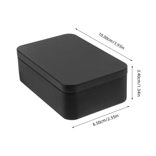 OSALADI Set of 3 Tin Cans, 10 x 6.5 x 3.4cm, with Lids, for Playing Cards and Poker, Mini Metal Boxes for Home Storage, Black, Compact, Portable, Styl