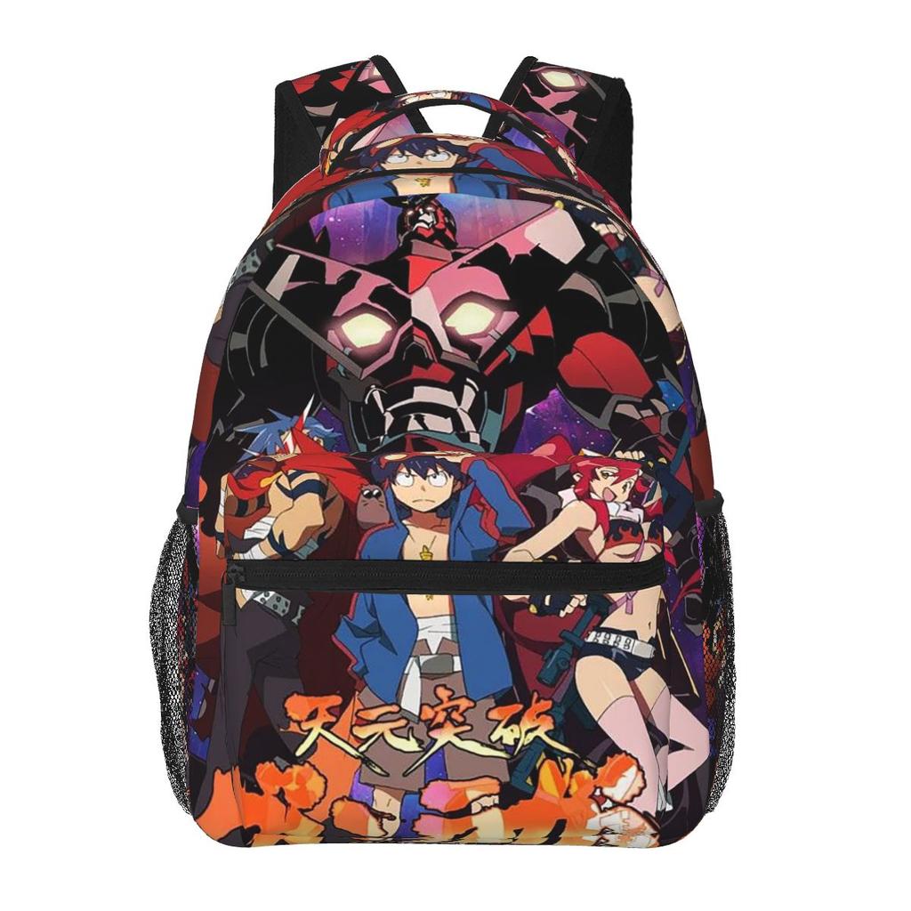 Tengen Toppa Gurren Lagann Printed Japanese Anime Student Backpack School Bag Travel Daypack for Boys Girls Bookbag Shoulder Bag