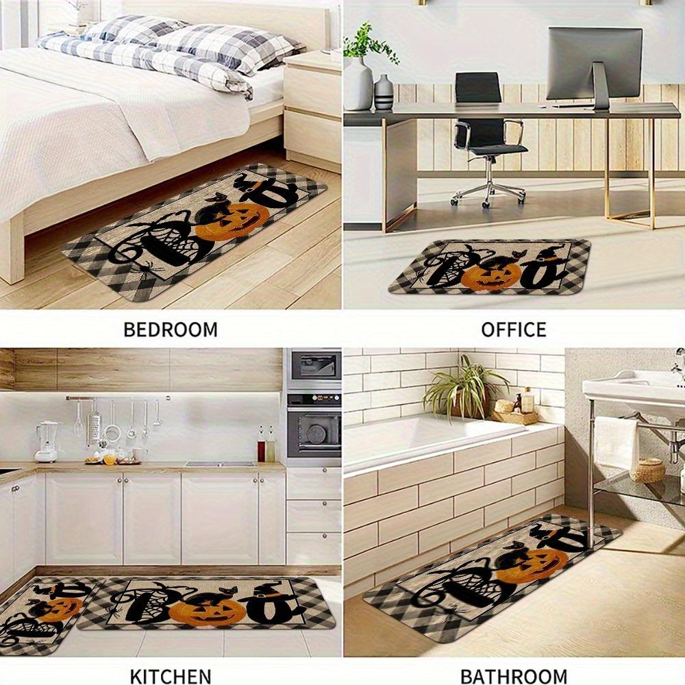1PC Halloween Skull Crow Kitchen Rug Non-Slip Door Mat Pop Design Bathroom Rug Bath Mat Carpet for Home Sink Laundry Decor