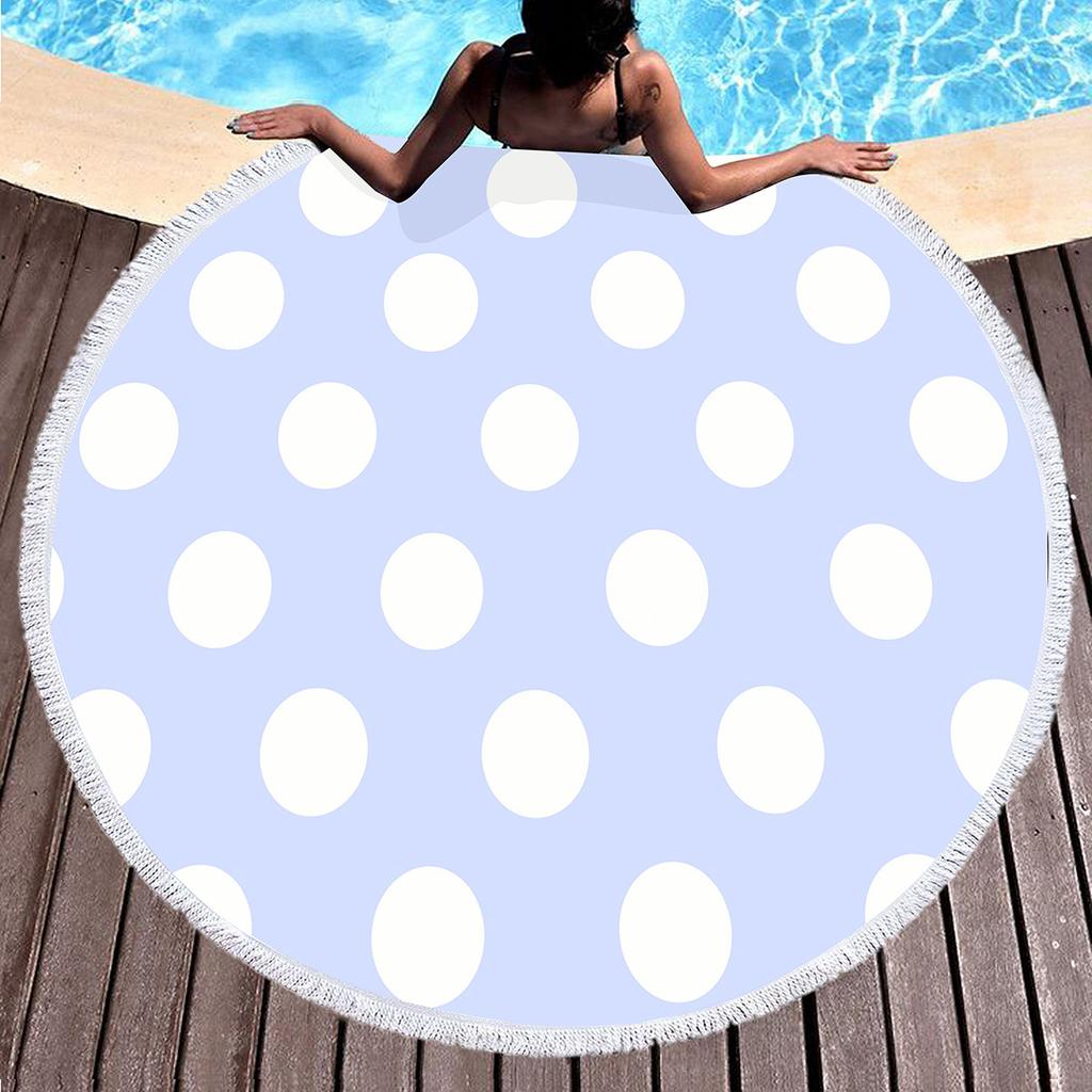 Watercolor Dots Round Beach Towel Abstract Geometric Shawl Beach Blanket Large Lightweight Quick Dry Absorbent Soft Pool Towel