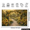 2D Rustic Garden Backdrop Sunflower Arch with Lights Portrait Studio Background
