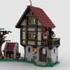 Non-Toxic Moc Medieval Small House Particle Intelligent Assembly Building Blocks Toy Pendulum With Printed Components