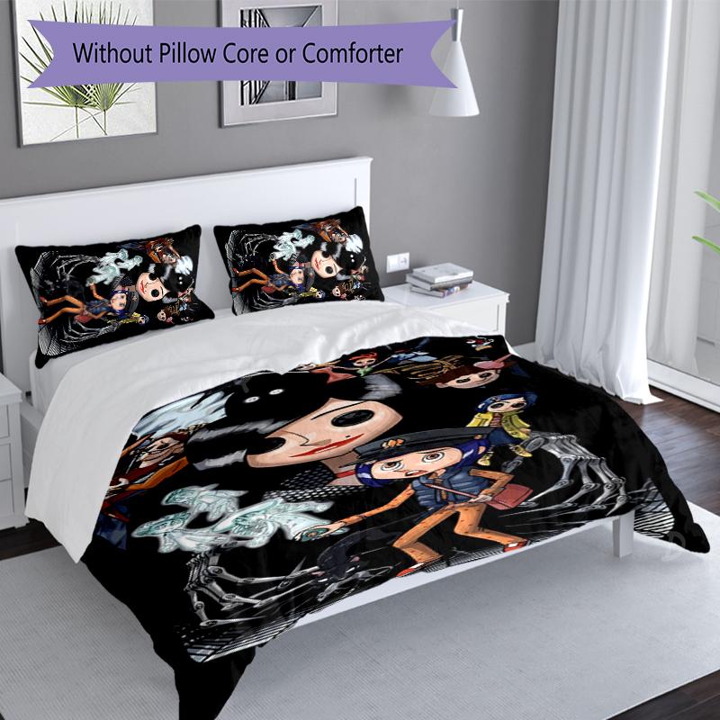 3pcs Coraline Duvet Cover Set, Includes 1 Duvet Cover and 2 Pillowcases,Skin-Friendly&Comfortable Fabric,Suitable Bedding Sets