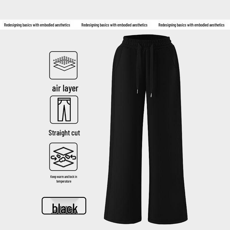 Women's Fleece-Lined Wide-Leg Sweatpants - Autumn/Winter Straight-Leg Casual Sportswear
