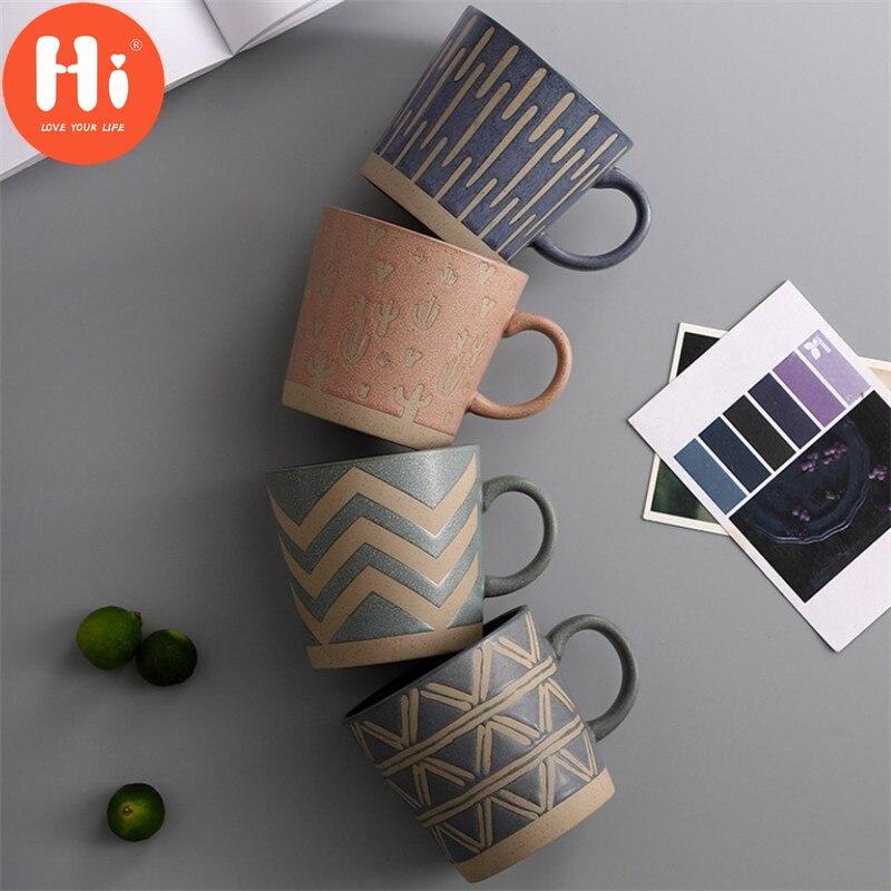 Hi Nordic Ceramic Retro Coffee Mug Simple Office Tea Cup Coarse Pottery Handmade Breakfast Milk Mug Couple Drinkware