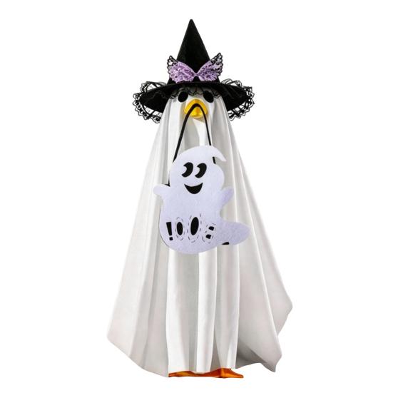 Yousheng Halloween Ghost Goose Costume, Wizard Hat, Ghost Cape, Pumpkin Candy Bag, Outdoor Yard Decoration for Goose Statue or Garden