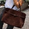 Women's Large Capacity Vintage Tote Bag - Elegant Brown, Structured Snap Closure, Sturdy Handles for Work, Travel, Everyday Use