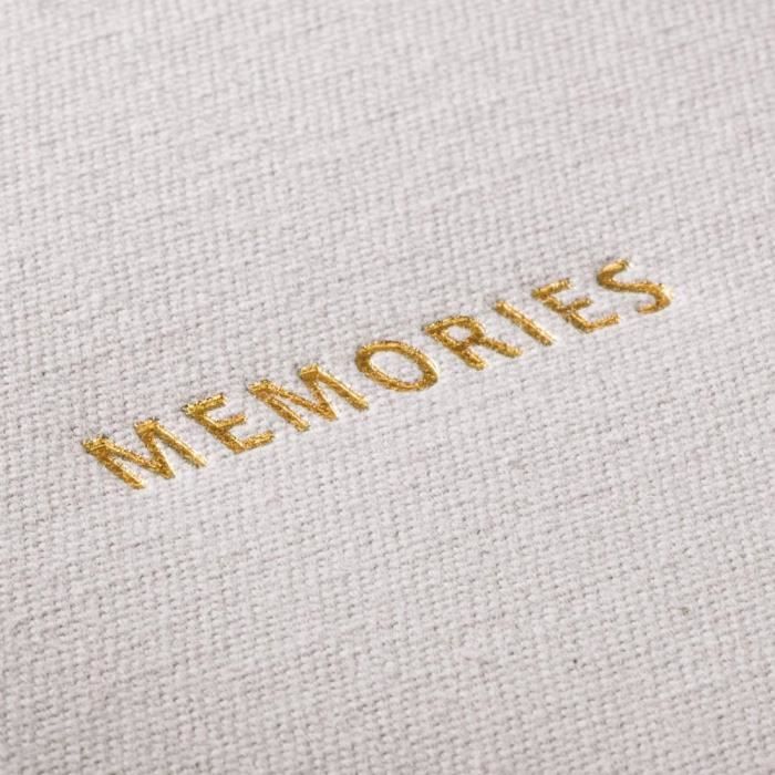 Album photo - Memories - 25 x 25 cm - 50 pages noires - Couverture en tissu - Gris