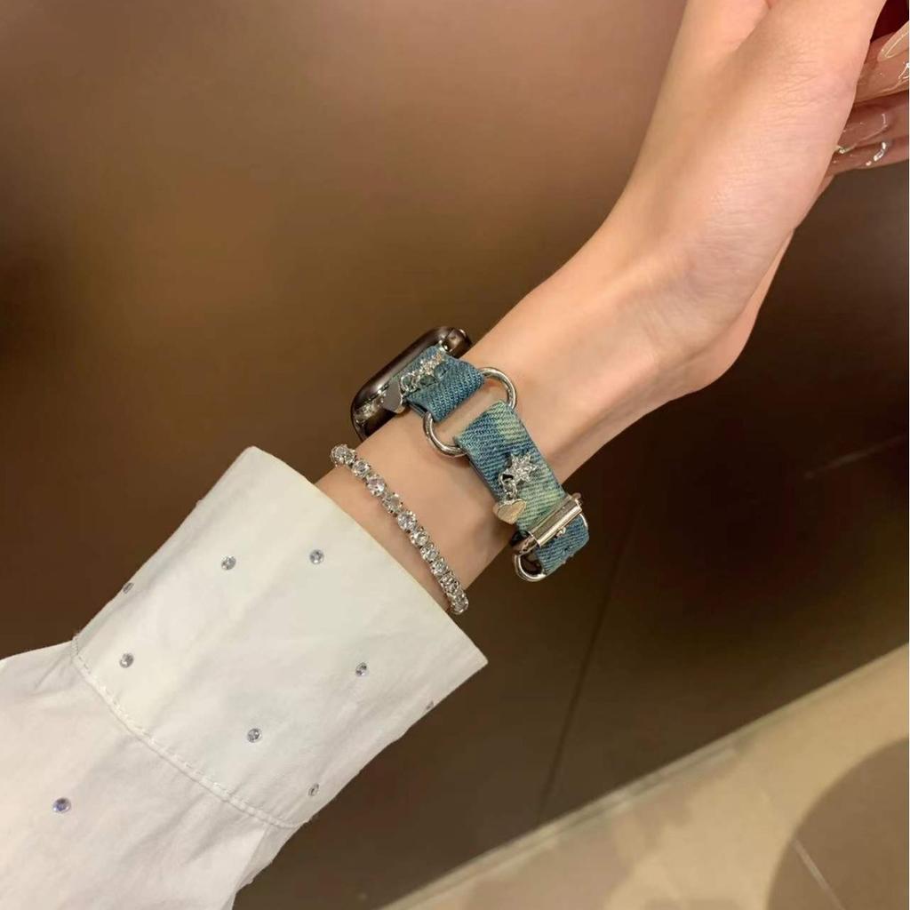 Applewatch10 new gradual change denim star strap for apple watch iwatch987se6 strap