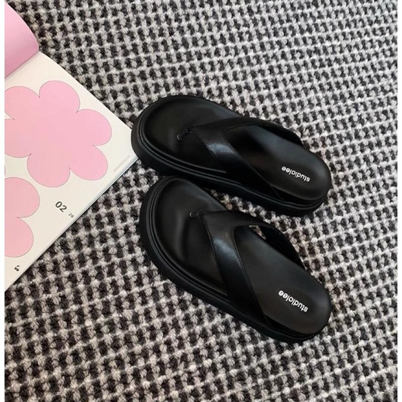 Casual versatile round toe thick bottom simple flip-flops women's summer outer wear cold slippers