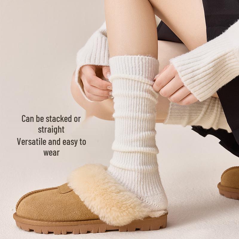 Wool Knee-High Socks for Women - Warm, Thick, Plus Velvet, Ideal for Fall & Winter