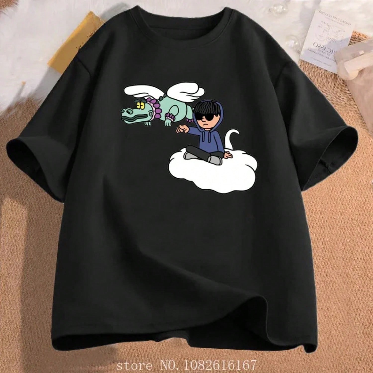Cartoon Boy H Sad Boy Printed T-Shirt unisex s Short Sleeved Casual T-Shirt Street Fashion Popular Hip-Hop T-Shirt Clothing S разноцветный