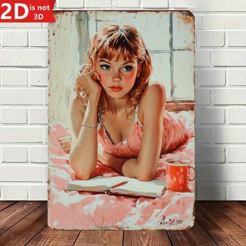 Pin-Up Girl Metal Sign, Retro Wall Art Decor