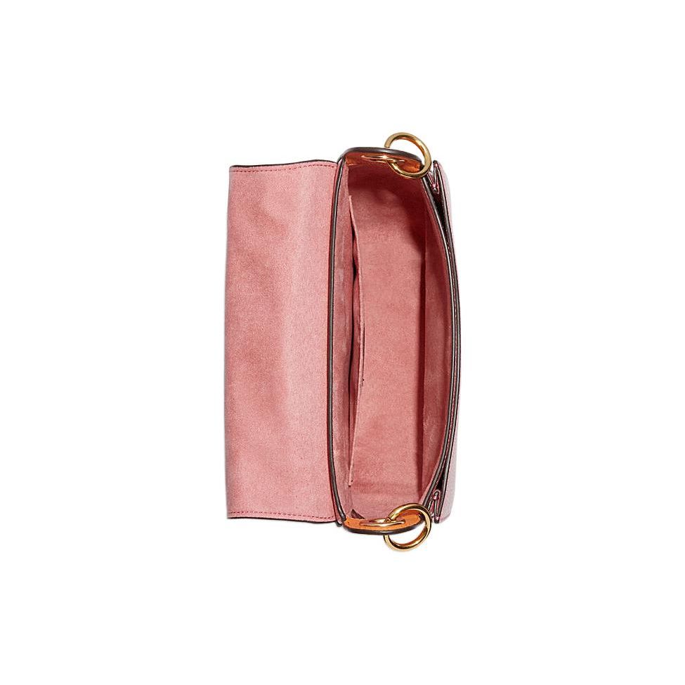 Coach Kleo 23 Color Block Saddle Flap Pebble Leather Shoulder Bag Medium Women Shoulder Bag Pink Orange Deep-Pink C8160-IMSMX