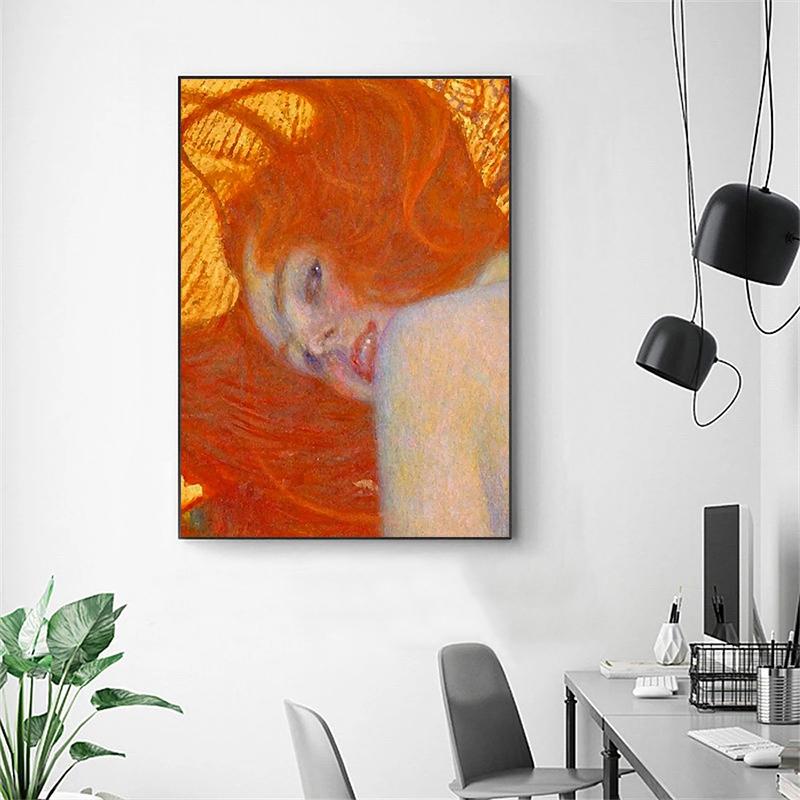 Gustav Klimt Kunstwerk Frau Porträt Malerei Poster und Drucke Wandkunst Bild Leinwandmalerei für Wohnzimmer Heimdekoration