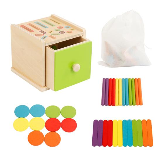 1 Set Wooden Color Sorting Toy Fine Motor Skills Color Matching Cup Box Toddler
