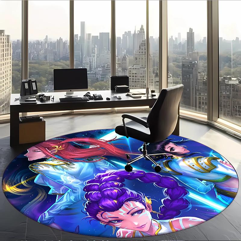 Huntrix (171) Round Office Rug Decorative Floor Rug for Office Bedroom Living Room and Home Space