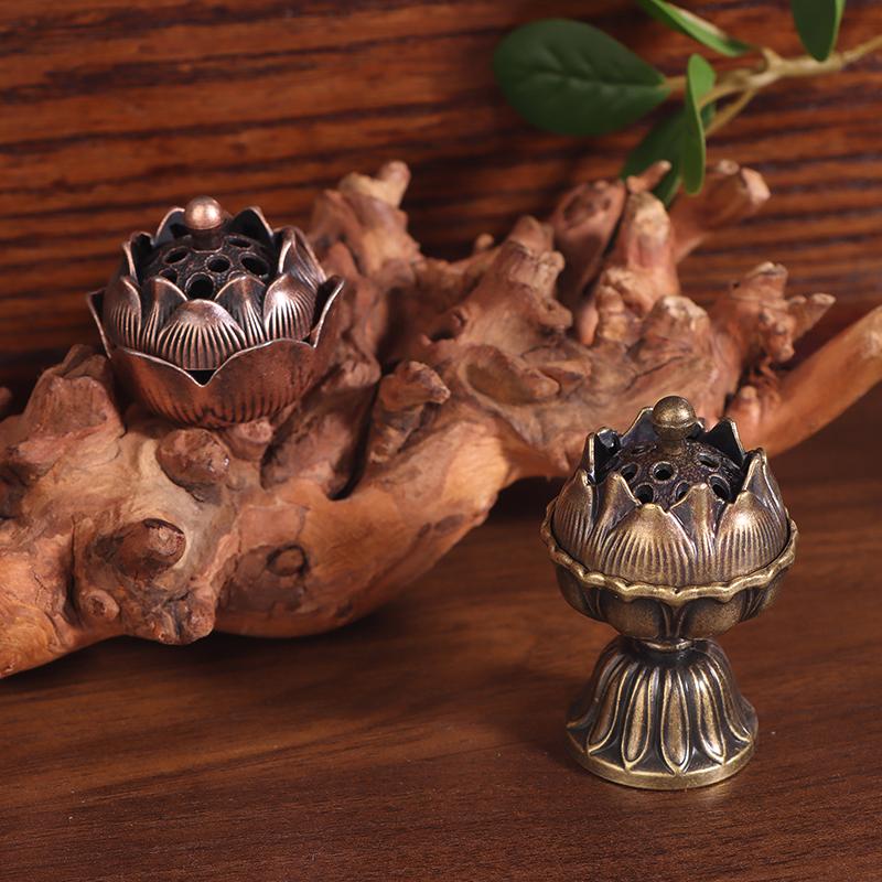 Alloy Lotus Incense Burner Lotus Incense Censer Archaic Copper Sandalwood House Furnishings Home Office Decoration