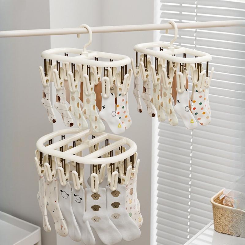 Home Sock Drying Rack With Multiple Clips, Underwear Drying Rack, Baby Clothes Hanger With Clip Storage, Sock Drying Tool