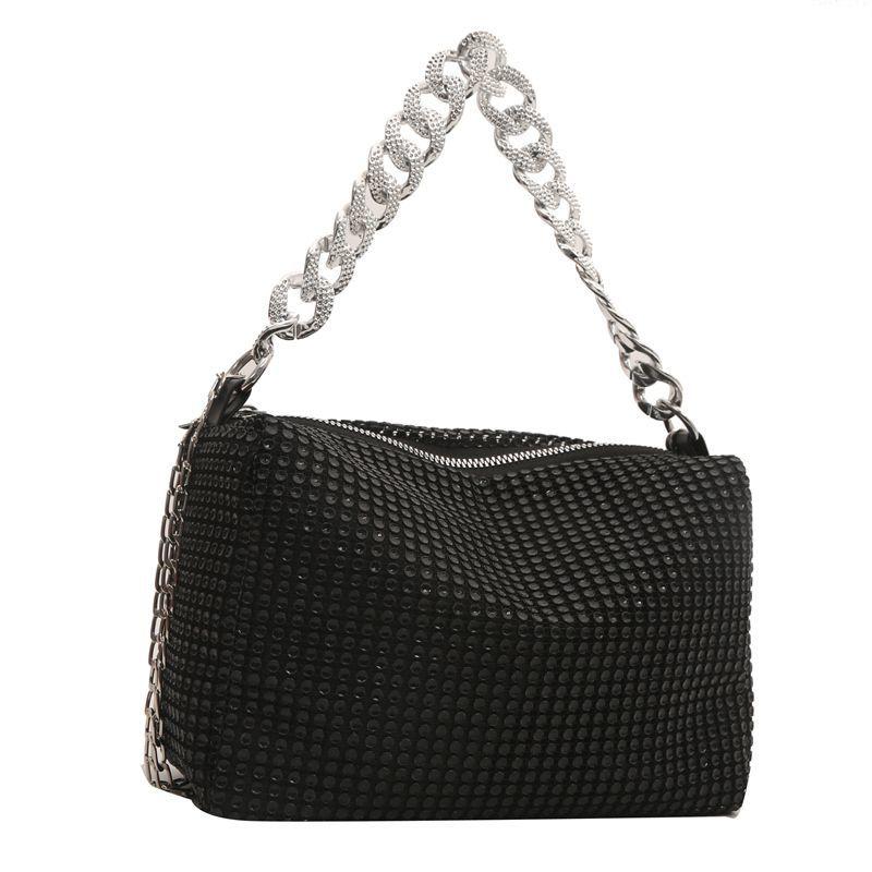 Chain Bag, Women's Single Shoulder Crossbody Bag, Large Capacity Casual Bag, Diamond Inlaid Bag
