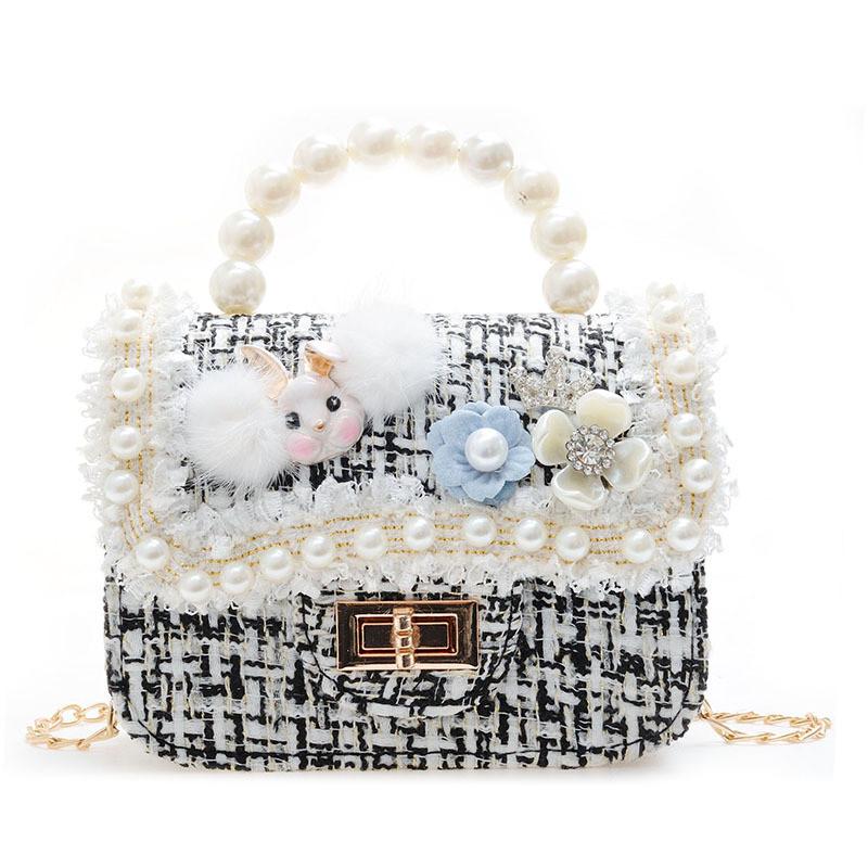 Handbag Shoulder Pearl Bag With Lightweight Pu Material Chain Bag For Kids