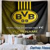 Benutzerdefinierte Name Borussia Dortmund Bedruckter Wandteppich, für Schlafzimmer, Wohnzimmer, Studentenwohnheim, Große Wanddekoration, Stoffdekoration Fan Geburtstagsgeschenke