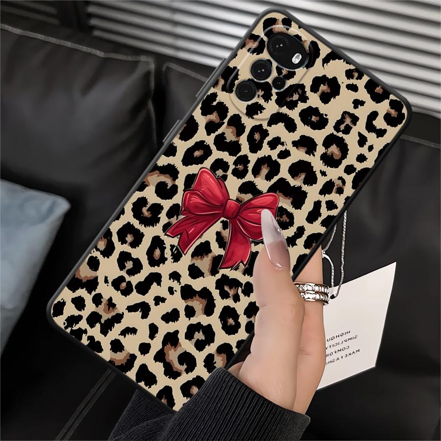 Creative Leopard Print Bow Phone Cover Case for Motorola Moto G50 G32 G52 G60s Edge 20 Pro 30 Lite G53 G30 G22 Edge40 G71 G51