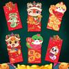6pcs/set Chinese Style Red Envelope Snake Pattern Lucky Money Packets Money Pouches  New Year Gift