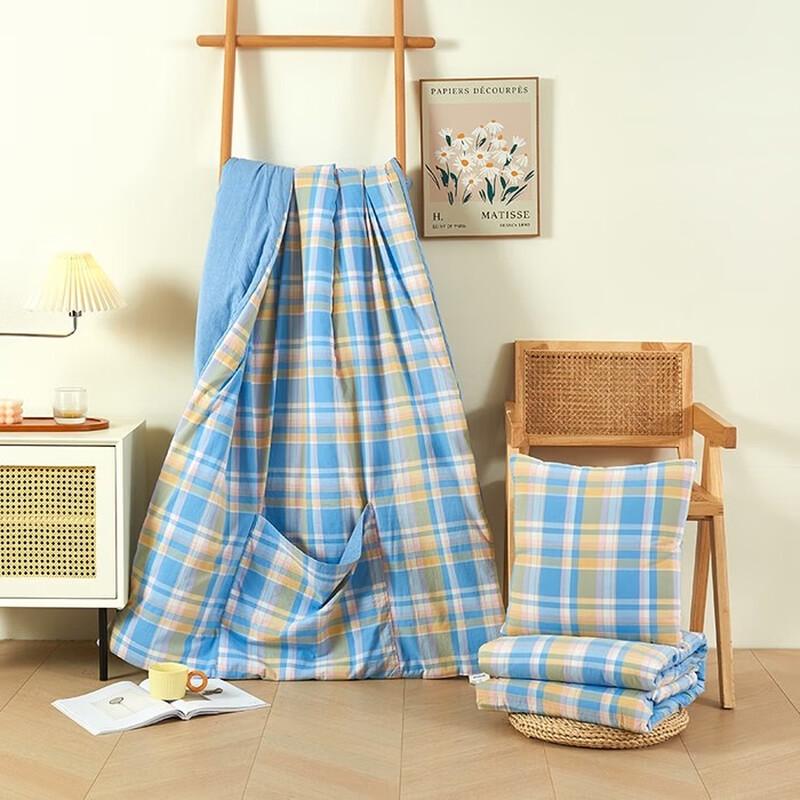 

HONGDOU Washed Cotton Lyocell Blend 2-in-1 Pillow Quilt