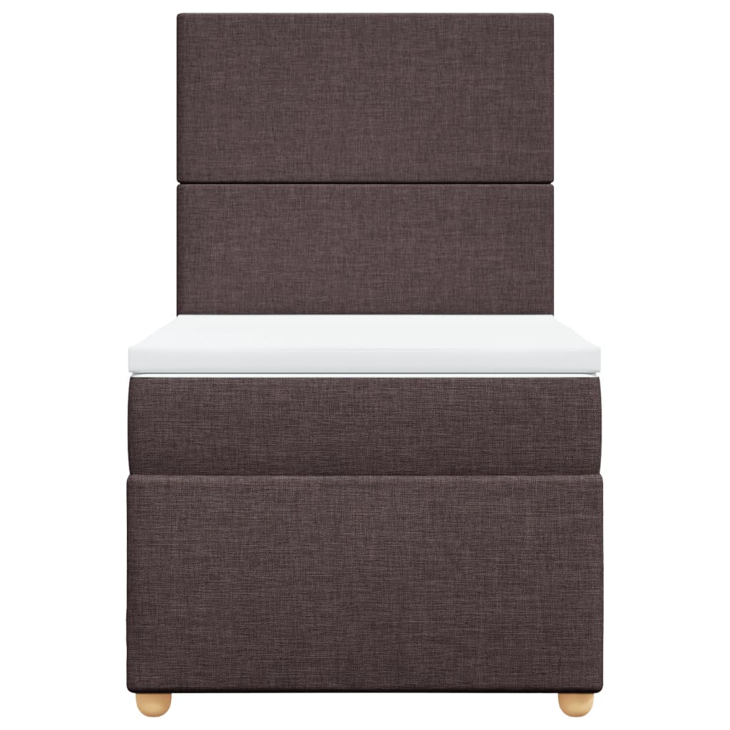 Box Spring Bed with Mattress Dark Brown 100x200 cm Fabric