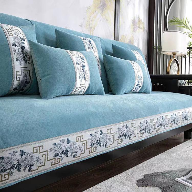 Clouds Jacquard Sofa Cover, Chinese Style, Chenille, Anti-Slip Couch Cushion for Living Room, Universal Armchair Slipcover Towel