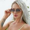 Retro Double Beam Toad Sunglasses Men'S Fashion Sunscreen Sunglasses Striped Glasses Leg Glasses Women'S Sunglasses