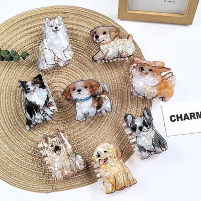 1ks roztomilá střední zvířecí sponka do vlasů, kudrnatý štěně Shiba Inu corgi akrylová spona do vlasů kreslená sponka do vlasů sponka do vlasů žraločí spona