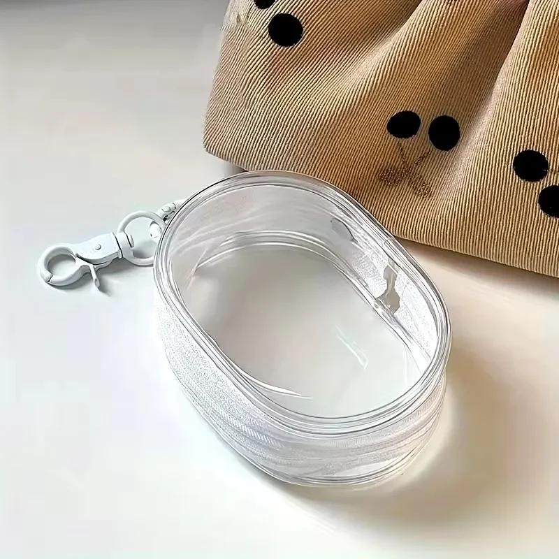 Portable Mini Clear Zipper Storage Bag KeychainCartoon Doll ChildrenToy MysteryBox Cable Organizer for Earphones Chargers Bag белый