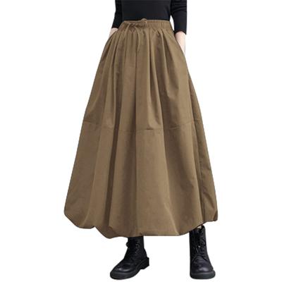 TeMibery Lyric Maxi Fluffy Balloon Long Solid Elastic Plus Loose Slimming Women's Skirt, Flare, Skirt, Autumn, Winter, Spring, Summer, Cute, Color,