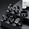 Rotatable Titanium Steel Black Seal Ring - Fade-Resistant Men's Decompression Finger Ring
