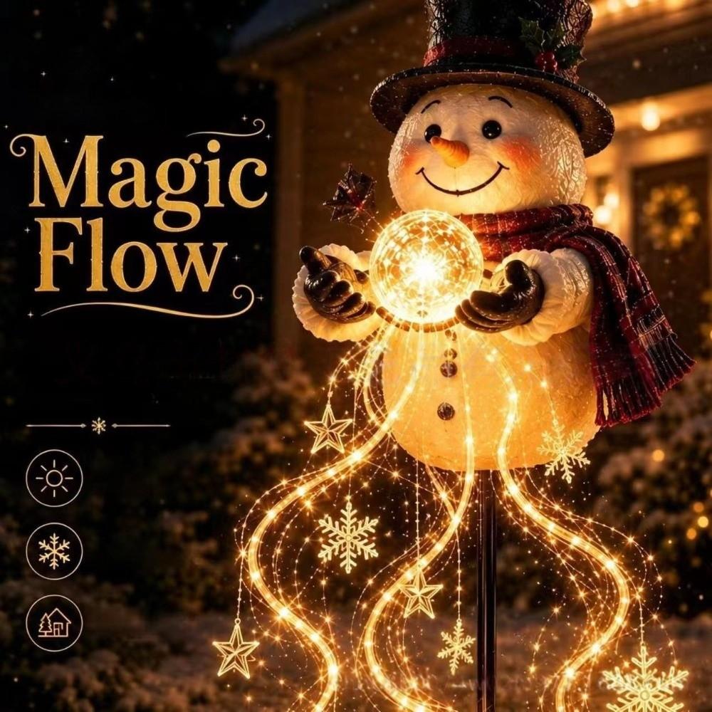 Solar Powered Snowman Magic Fountain Garden Light Christmas Garden Stake Light Christmas Decor