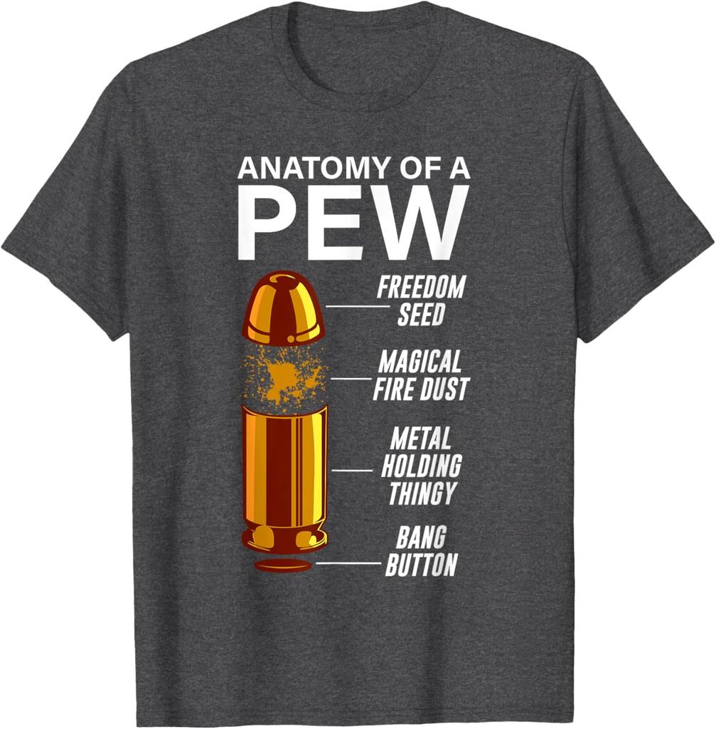 Funny Gun Ammo Anatomy of A Pew Rifle Pistols TShirt 100 Cotton ONeck Short Sleeve Summer Casual Mens Tshirt Streetwear