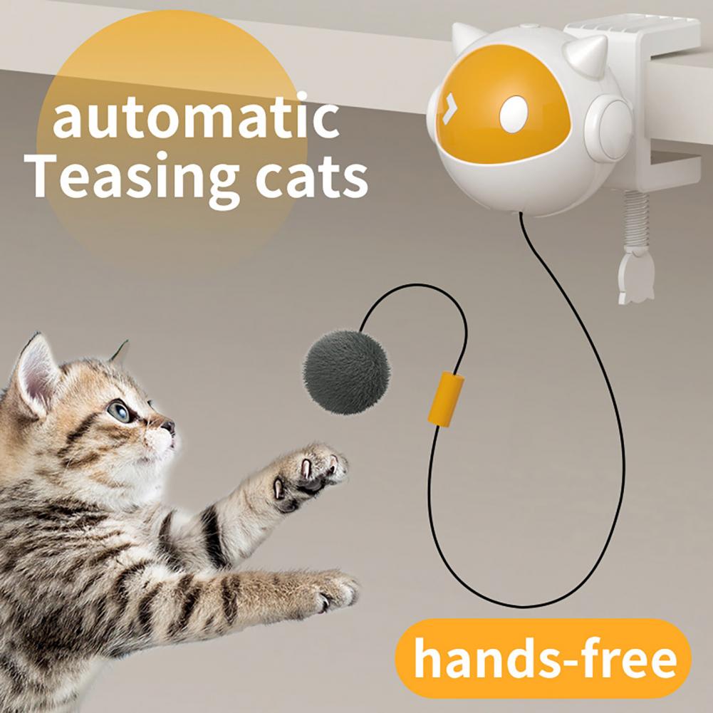 

Self Play Cat Ball Toy With Threaded Fixation Fluffy Ball & Feather Teaser Interactive Toy For Indoor Small Cats белый