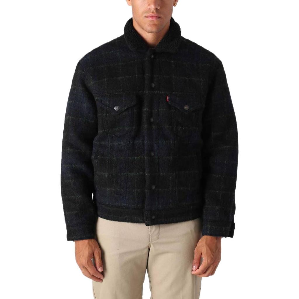 Levis FW22 Solid Color Single-Breasted Lapel Long Sleeve Jacket Men Jacket Black 79129-0012
